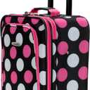 Rockland Fashion Softside 2 Piece Luggage Set, Expandable, (14" Tote/19" Upright), Multi Pink Dot