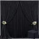 4 Panels Black Backdrop Curtain for Parties Black Wrinkle Free 20ft x 10ft Backdrop Drapes for Birthday Party Wedding Photo Photography Polyester Fabric Background Decoration