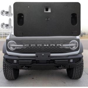 FASTCHE Front License Plate Frame Compatible with 2021 2022 2023 2024 2025 Ford Bronco Front Bumper License Tag Plate Holder Mounting Bracket (For Plastic Bumper ONLY) Replace # M2DZ17A385AA FO1068192