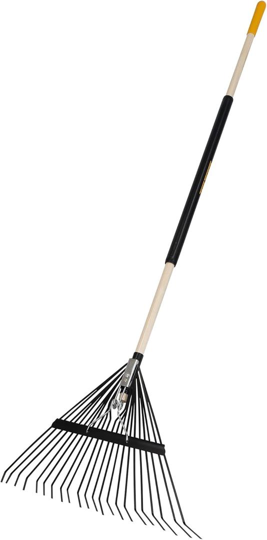 True Temper Steel Tine Leaf Rake with Hardwood/Steel Handle for Lawns, Gardening, and Dethatching, 22 Tines, Black