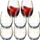 Umigy 8 Pcs Christmas Glasses Xmas Stemless Glass Christmas 15 oz Snowflake Winter Let It Snow Leaf Berry Glasses for Party Friend Family Holiday Birthday Decoration(Snowflake) (Gold)