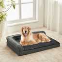WINDRACING Orthopedic Dog Beds for Large Dogs 40x28 inch, L Shape Waterproof Dog Bed with Bolster Sides, Washable Big Pet Bed with Removable Cover & Non-Slip Bottom, Gray