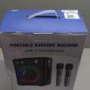 Karaoke Machine with 2 Wireless Microphones, Portable Bluetooth Speaker for Adults Kids, PA Systems Support TWS Echo Adjust TF USB AUX for Home Party Outdoor Travel (T03-2 MICS)