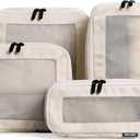 Compression Packing Cubes for Travel - Luggage Organizer Bags - Double Zipper Packing Cubes for Suitcases (4-Pack, Beige)