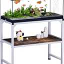 10-20 Gallon Fish Tank Stand, Metal Aquarium Stand with Adjustable Non-Slip Foot and Wooden Shelf, Reptile Tank Stand Easy to Assemble for Home Office, Firm and Steady(Tank not Included)