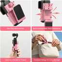 AMAZEAR Magnetic Mount Stand Compatible with DJI Osmo Pocket 4/3/Xtra Muse, Pocket4 Accessories Adapter Clamp Magnet Suction Case Holder on Desktop/Vertical Surface, 180 Adjustable Handle, Pink