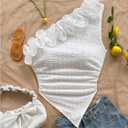 Floerns Women's Plus Size One Shoulder Ruffle Trim Tank Top Textured Asymmetrical Going Out Tops (White, XL)