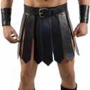 Gladiator Kilt Men Adult Medieval Knight Leather Belt Shawl Gladiator Costume (Black)