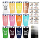 12 Set Employee Appreciation Gifts Bulk, Christmas Gifts for Coworkers Teachers Nurses, 20 OZ Inspirational Stainless Steel Tumbler Makeup Bags Pen Thank You Gift For Women Men Team Staffs