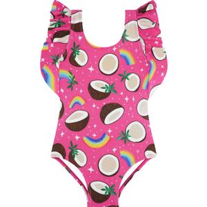 BliBliTaTa Girls One Piece Cute Swimsuit with Ruffled Straps, UPF 50+ Beach Bathing Suit for Toddler Girls, Swimwear 3 Month 1t 2t 3t 4t 5t 6 7 8 9 10 12 Years Cloud-6Y
