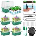Seed Starter Tray with Grow Light, 60 Flexible Cells 5 PCS Seed Starter Kit, Reusable Seedling Starter Trays with Humidity Dome and High Lid, Germination Trays for Indoor Greenhouse Seed Starter