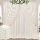 30ft x 10ft Wrinkle Free Ivory Backdrop Curtains for Parties, 6 Panels 5x10ft Polyester Photo Backdrop Drapes for Wedding Birthday Photography Background Baby Shower