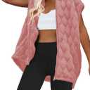 SENSERISE Womens Oversized Puffer Vest Sleeveless Quilted Jacket Zip Up Hooded Puffy Vest Winter Coats with Pockets (Medium, Pink)