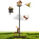 OICIPT Bird Feeder Pole with Squirrel Baffle, 1Inch Dia Heavy Duty Bird Feeder Stand for Top & Side Mounted Feeders, Squirrel Proof Bird House Pole for Outdoor, Backyard (Black, 90 Inch)