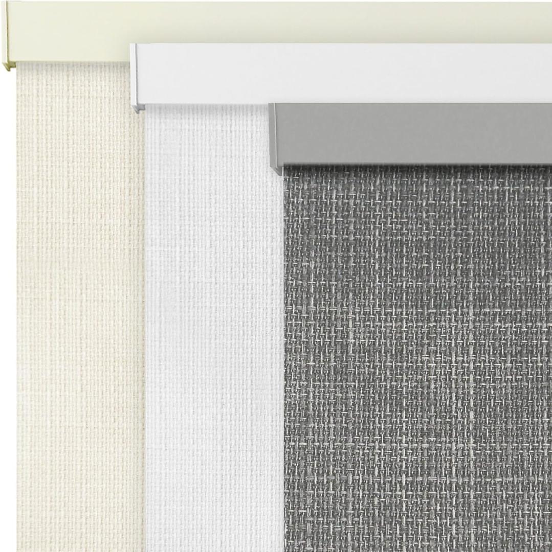 AOSKY Linen Roller Blinds Shades for Indoor Windows Pull Down Cordless Blackout Black Out Window Shade 35 Inch Blinds for Home, Dark Grey