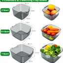 Taiuloo 6-Piece Colander Strainer Bowl Set, BPA-Free Plastic Fruit & Vegetable Washing Basket, Kitchen Colanders & Mixing Bowls for Pasta Berry Salad, 2/3.5/7QT (Gray)