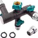 Hose Splitter, 3 Way Heavy Duty, Hose Connector Rotated 360 Seperately,Garden Hose Splitter,Faucet Splitter,Outdoor Faucet Splitter,With Shut off Valve,High Quilty Metal+Chrome Adapter,Water Hose.