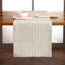Solino Home Linen Striped Table Runner 120 Inches Long - Pinstripe 100% Pure Linen Ivory and Black Dining Table Runner 14 x 120 Inch for Spring, Easter