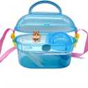 Portable Hamster Cage Syrian Hamster Carry Travel Cage with Water Bottle Food Bowl Adjustable Strap Small Animals Outgoing Cages for Gerbil Squirrel Guinea Pig Chinchilla Hedgehog Blue