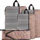 U+U 4 Set Compression Packing Cubes - Ultralight Travel Organizers, Space-Saving Suitcase Organizer, Expandable Packing Cubes for Travel and Family Vacation (Paisley Pattern)