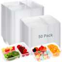 Zhehao 50 Pack 17 oz Clear Snack Containers with Lids 3 Compartment Box Containers Bulk Plastic Bento Snack Boxes for Lunch Work Travel Sauce Dip Condiments