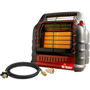 Mr. Heater Portable Big Buddy Propane Heater - 10-Ft Hose & Tank Adapter Bundle - Indoor/Outdoor Use - 4,000, 9,000 or 18,000 BTU (3 Items)