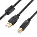 XBOHJOE USB 2.0 Printer Cable 30 FT USB Type A Male to B Male Printer Scanner Cord for HP, Canon, Lexmark, Epson, Dell USB a to b Cable and More (Black 30ft)