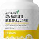 HEALNEST Hair, Nails & Skin Care Supplement with Saw Palmetto, Biotin, Amla - 60 Non-GMO, Gluten Free, Veggie Capsules for Men and Women BBD:08-2026