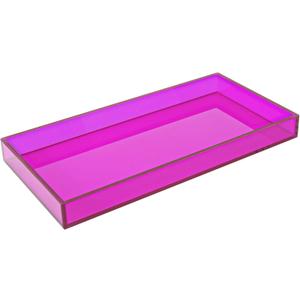 Acrylic Tray for Vanity Makeup Perfume Jewelry 12x6'' Small Decorative Tray for Bathroom Dresser Tops Candle Sink Counter, Purple