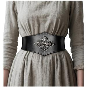 Viking Leather Corset Belt Women - Renaissance Waist Corset for Halloween Fantasy Ren Faire Daily Wear (L)
