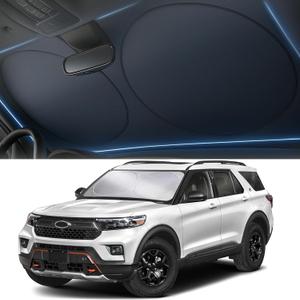 Foldable Car Windshield Sun Shade 280T Thickened Reflective UV & Heat Shield with Storage Bag, Keeps Interior Cool, Universal Fit for Sedans, SUVs & Trucks Medium (64" x 32")