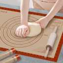 Silicone Baking Mat, 24" x 16" Baking Mat, Pastry Rolling Sourdough Baking Mat Supplies for Making Pizza, Pie, Cookies, Bread