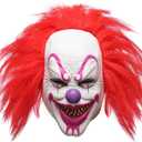 Scary Evil Killer Joker Clown Latex Mask Halloween Horror Cosplay Costume Prop (Red Hair Clown)