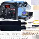 WEP 939D-II 2-IN-1 Wood Burning Kit 86-IN-1 with 51 Solid Points and 20 Wire Nibs Wood Burner with 2 Letter Number Stencils, 2 Unfinished Wood, 1 Pen Holder, Burning Tool