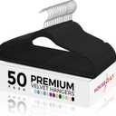 HOUSE DAY Premium Velvet Hangers 50 Pack Black, Non-Slip Flocked Felt Hangers, Sturdy Clothes Hangers with 360 Rotatable Hook, Heavy Duty Coat Hanger, Durable Slim Hanger for Closet Space Saving