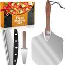 Pizza Peel Aluminum Pizza Spatula,14x 16" Metal Pizza Paddle with Foldable Wooden Handle,Pizza Rocker Cutter,Pizza Server,for Pizza Oven(Gift-Ready), 14in*16in
