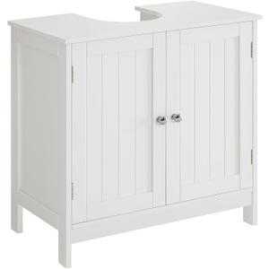 Iwell Pedestal Sink Storage Cabinet with 2 Doors and Shelf, Under Sink Cabinet, Bathroom Sink Cabinet with U-Shape, White