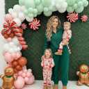 Christmas Balloon Garland Arch Kit 126Pcs Large Gingerbread Man Cane Foil Red Green Lollipop Candy & Mint Pink Cocoa Balloons for Xmas New Year Party Decorations