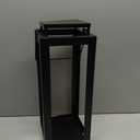 18" Black Metal Modern Candle Lantern Decorative Hurricane Lantern for Indoor & Outdoor Use, Ideal for Table, Mantle, Porch, Halloween, Christmas, and Wedding Decor (No Glass Panel)