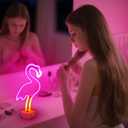 Flamingo Neon Sign - Pink LED Neon Lights USB/Battery Powered Room Decor for Bedroom, Party, Bar, Birthday Gifts for Women and Girls