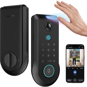 Lockin Veno Pro Smart Deadbolt Lock with 2K 180 Security Camera & Video Doorbell, AI Local Storage, Palm Vein & Fingerprint Keyless Entry, Front Door Smart Lock with Built-in Wi-Fi, App Control