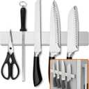 Fridge Applicable 12 Inch Double Sided Magnetic Knife Holder - Stainless Steel Knife Strip With Powerful Magnetic Pull Force - Use as Kitchen Knife Holder, Knife Rack & Tool Holder - Silver