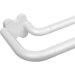 Long Double Curtain Rods for Windows, USFOOK Blackout Wrap Around Curtain Rod 32 to 115, 3/4 Inch Heavy Duty Dual Curtain Rods for Living Room, White