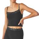 Florence by mills Women's Lacy Cotton Camisole (Black) Size Small