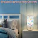 Dinosaur Lamp,Dinosaur Room Decor for Kids,Cartoon Desk Table Lamp for Kids Bedroom,Dino Gifts for Boys,3 Colors Bedside Nightstand Night Light with Flaxen Fabric Shade for Boys Girls Nursery