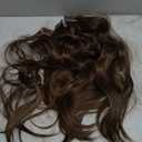 FESHFEN Clip in Hair Extensions for Women - 4 Pcs Thick Double Weft Long Wavy Soft Synthetic Blends Well Hair Extension, 24 inch Chestnut Brown