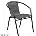 Flash Furniture Lila 2 Pack Gray Rattan Indoor-Outdoor Restaurant Stack Chair