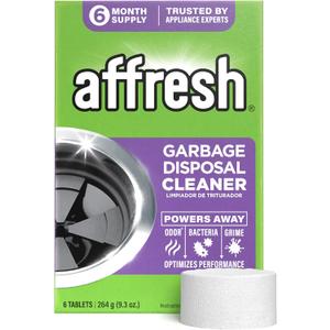 4 x Affresh Garbage Disposal Cleaner, Helps Power Away Odor Causing Bacteria, Debris & Grime in Grind Chamber, Impeller & Drain Pipe, 6 Tablets, 6 Month Supply
