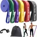 Resistance Bands Set - Pull Up Bands for Men Women, Exercise Bands Resistance with Door Anchor, Training Poster & Pouch for Body Stretching, Pull Up Assist (Colorful-black/red/yellow/purple/green/blue)