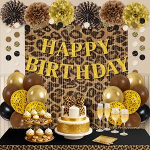Kriyokiaa Cheetah Print Birthday Decorations, Leopard Party Set, 12 inches